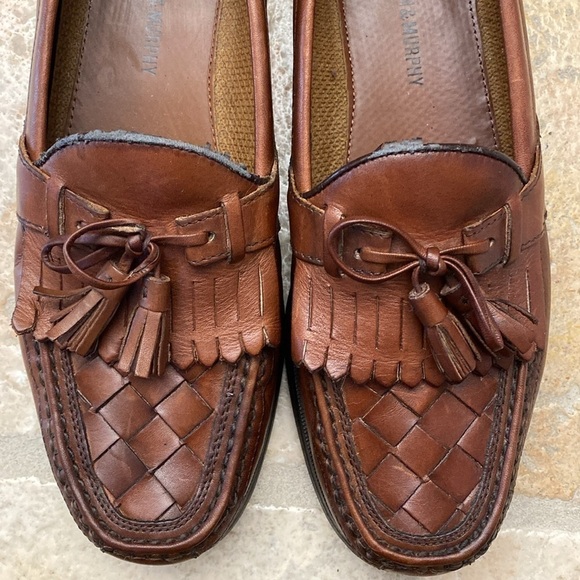 Johnston & Murphy Woven Moccasin Loafer Men’s 9 Tassel ties herringbone Fringe - Picture 5 of 13